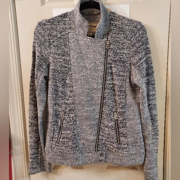 Lucky Brand Marled Zip Up Moto Sweater Knit Jacket in Size S - Picture 1 of 13